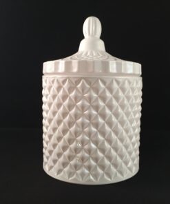 Gloss White Cut Glass Geo Jar